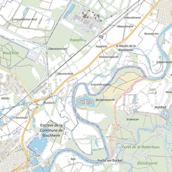 Plan cartographique de Le canal d'amenée du moulin de La Wantzenau
