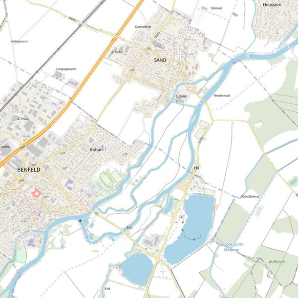 Plan cartographique de Le canal d'amenée du moulin de Sand