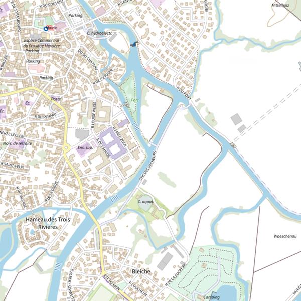 Plan cartographique de Le Canal d'amenée et de fuite du moulin Mittelmuhle