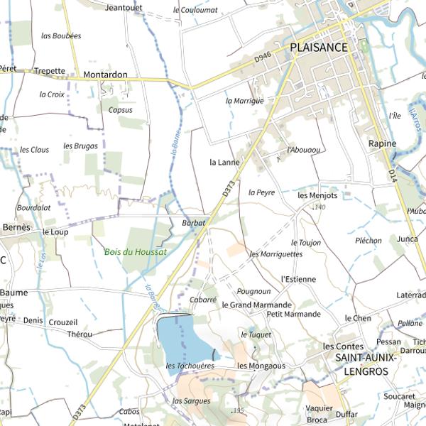 Plan cartographique de Le canal de Cassagnac