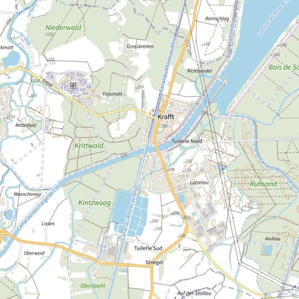 Plan cartographique de Le canal de décharge de l'Ill