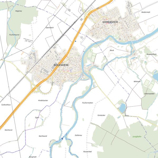 Plan cartographique de Le canal de décharge du moulin de Kogenheim