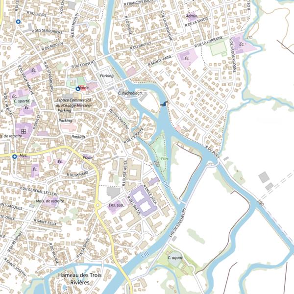 Plan cartographique de Le canal de décharge du moulin de la Mittelmuhle