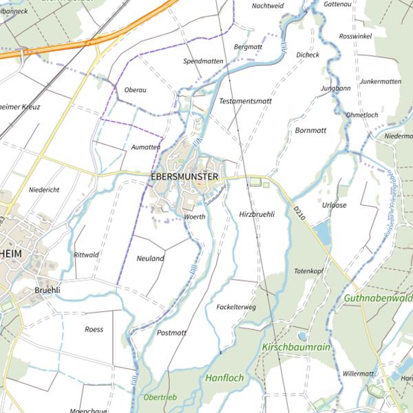 Plan cartographique de Le Canal de décharge du moulin D'Ebersmunster