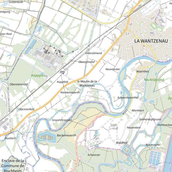 Plan cartographique de Le canal de fuite du moulin de La Wantzenau