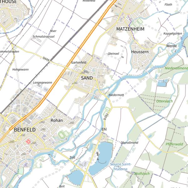 Plan cartographique de Le canal de fuite du moulin de Sand