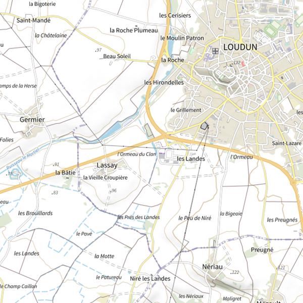 Plan cartographique de Le Canal de la Dive (Loudun)