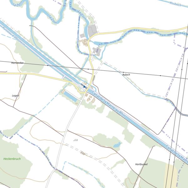 Plan cartographique de Le canal de la Marne au Rhin de Wingersheim à Eckwersheim