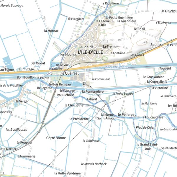 Plan cartographique de Le canal de Pomère, L'Ile d'Elle