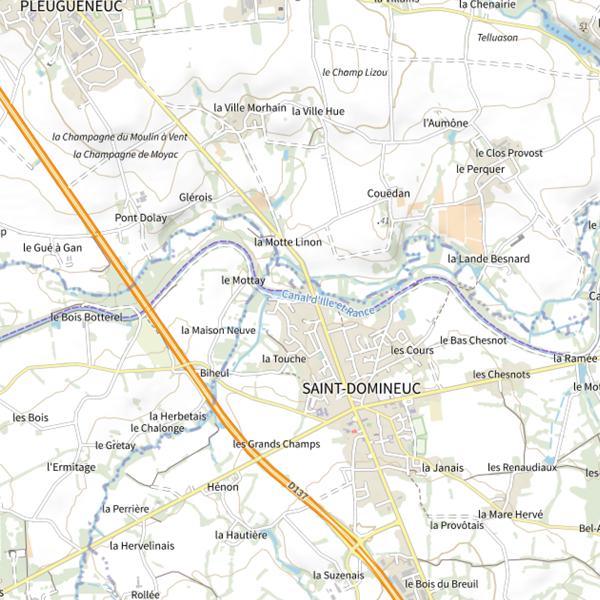 Plan cartographique de Le Canal d'Ille-et-Rance à Saint-Domineuc