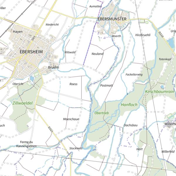 Plan cartographique de Le canal du moulin d'Ebersheim