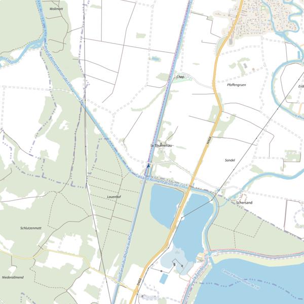 Plan cartographique de Le canal du Rhône au Rhin de Plobsheim à Eschau