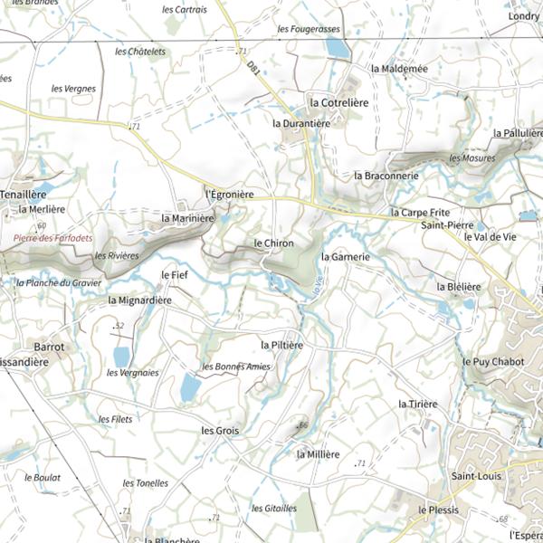 Plan cartographique de Le Chiron, la Vie, le Poiré-sur-Vie