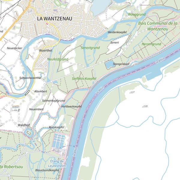 Plan cartographique de Le Contre canal de drainage des eaux du Rhin