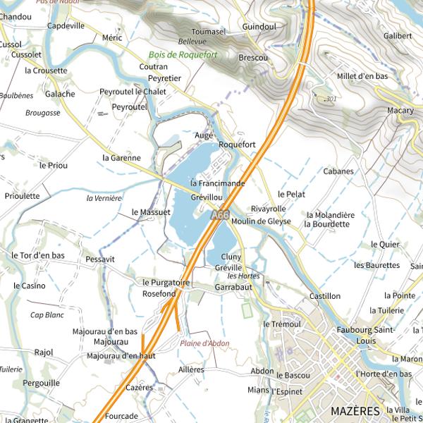 Plan cartographique de Le domaine des oiseaux à Mazères