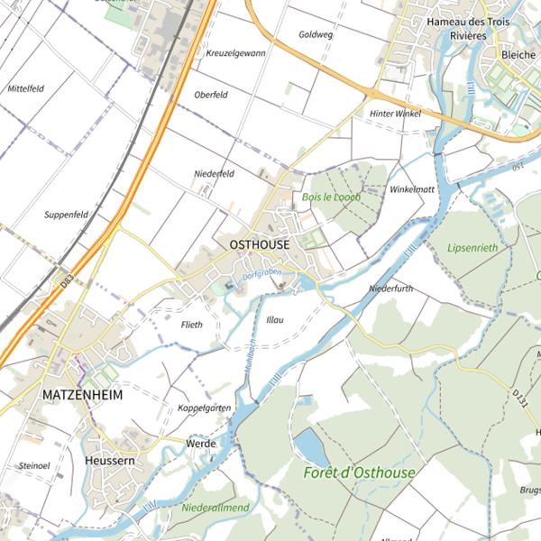 Plan cartographique de Le Dorfwasser d'Osthouse