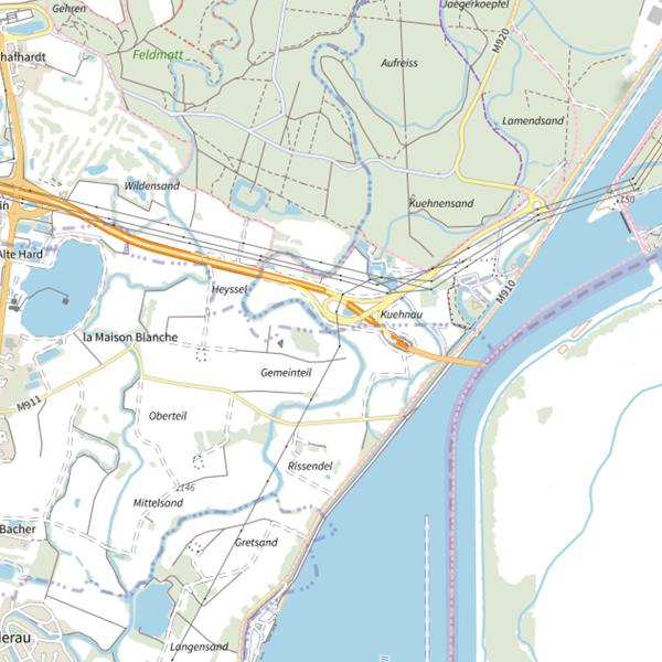 Plan cartographique de Le Forstrhein (Rhin Tortu)
