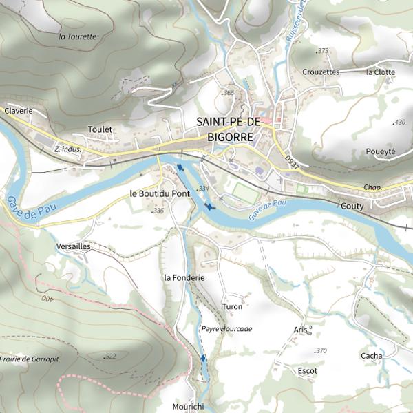 Plan cartographique de Le Gave de Pau à St Pé de Bigorre