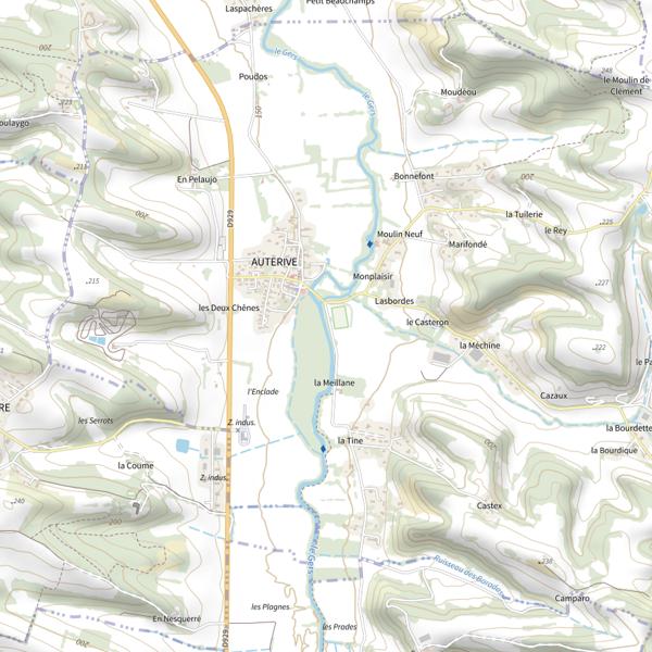 Plan cartographique de Le Gers à Auterive