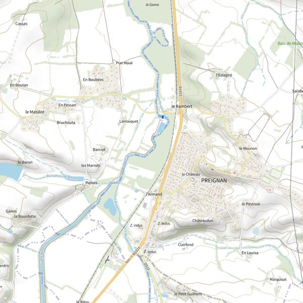 Plan cartographique de Le Gers à Preignan