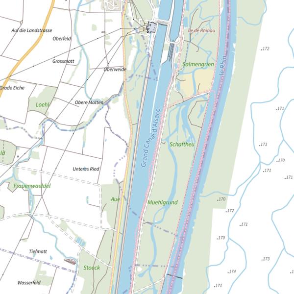 Plan cartographique de Le Grand Canal d'Alsace