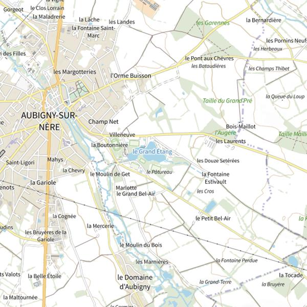 Plan cartographique de Le Grand Étang (Aubigny-sur-Nère)