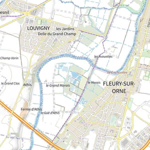 Plan cartographique de Le Grand Marais (Fleury-sur-Orne)