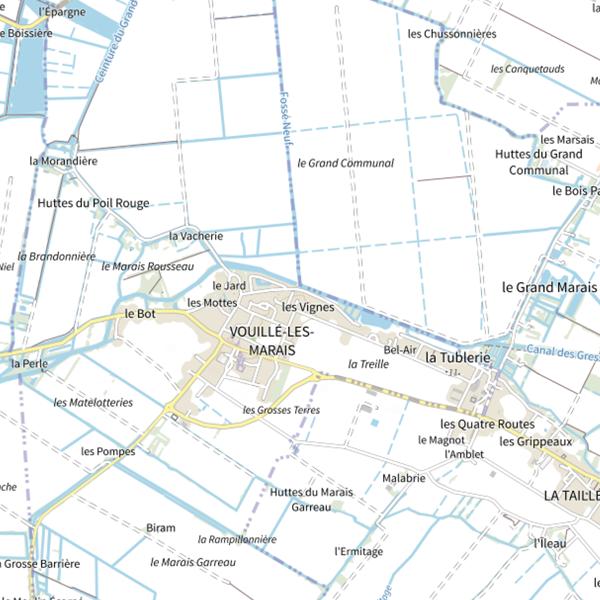 Plan cartographique de Le Jard, Canal de la Baisse, Vouillé-les-Marais