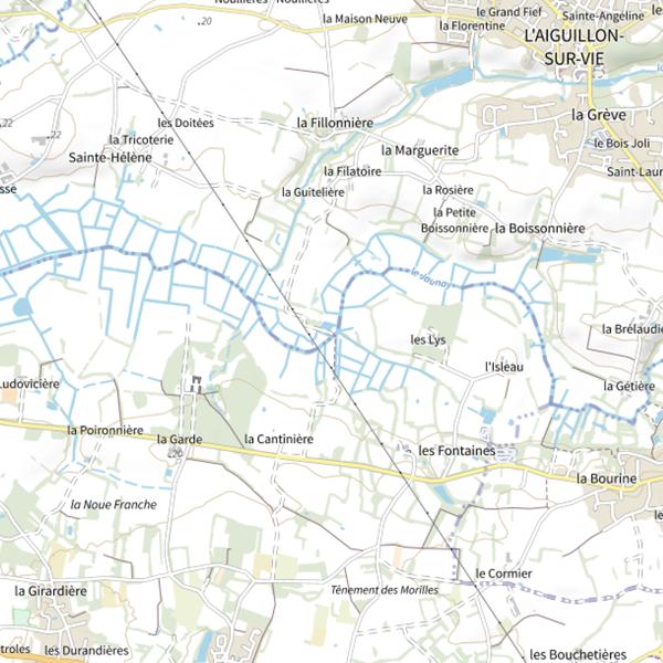 Plan cartographique de Le Jaunay, la Filatoire, l'Aiguillon-sur-Vie
