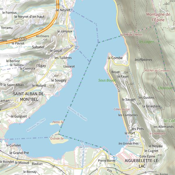 Plan cartographique de Le Lac d'Aiguebelette