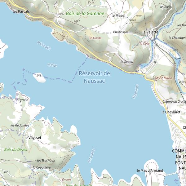 Plan cartographique de Le Lac de Naussac
