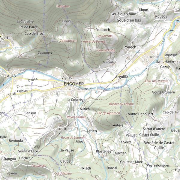 Plan cartographique de Le Lez à Engomer