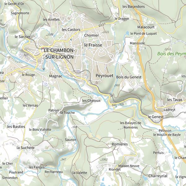 Plan cartographique de Le Lignon : parcours