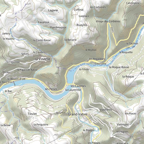 Plan cartographique de Le Lot (Aveyron)