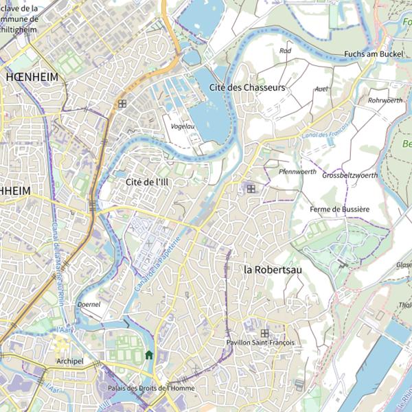 Plan cartographique de Le Mühlwasser à Strasbourg