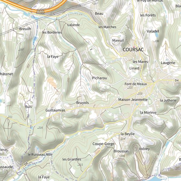 Plan cartographique de Le Naussac
