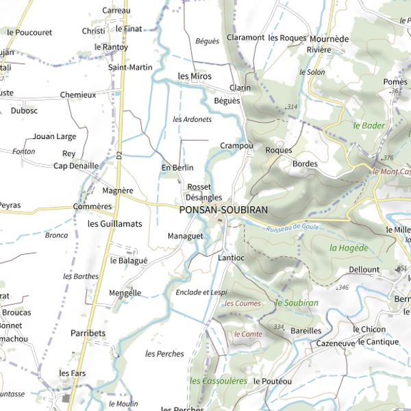 Plan cartographique de Le parcours No-kill de la Petite Baïse à Ponsan-Soubiran