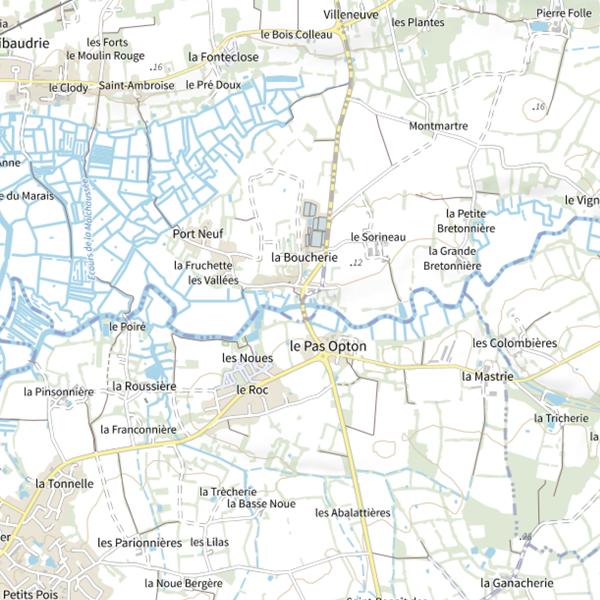 Plan cartographique de Le Pas-Opton, la Vie, Notre-Dame-de-Riez