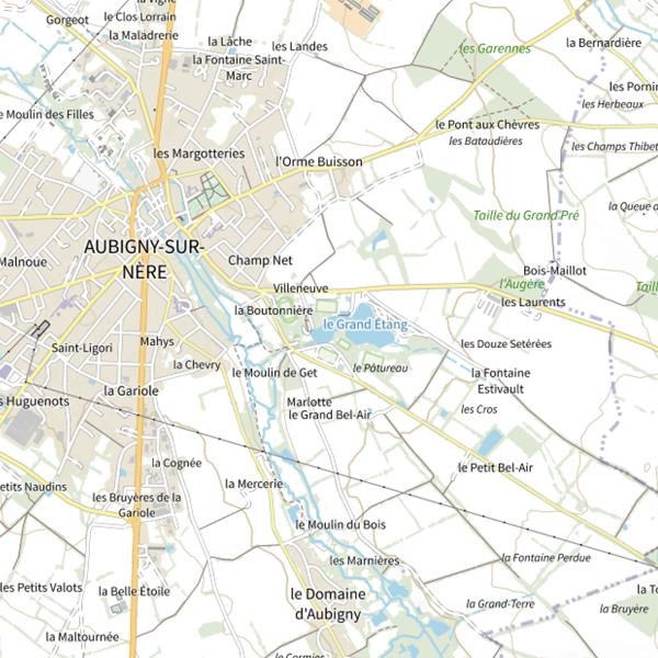 Plan cartographique de Le Petit Étang (Aubigny-sur-Nère)