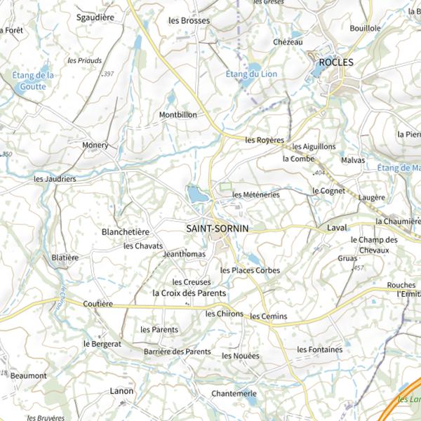 Plan cartographique de Le plan d'eau de Rocles (Saint-Sornin)