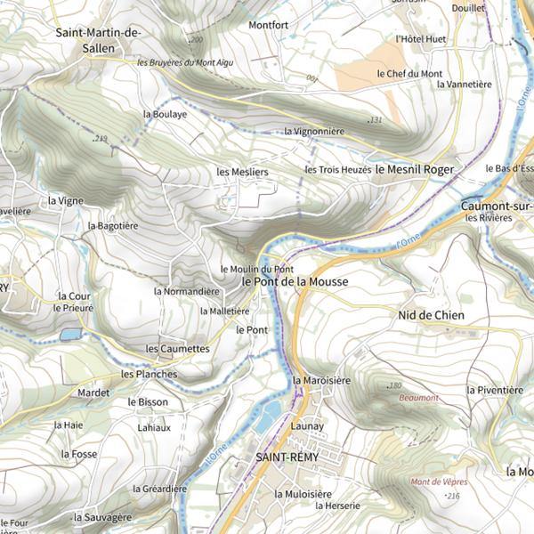 Plan cartographique de Le Pont de la Mousse