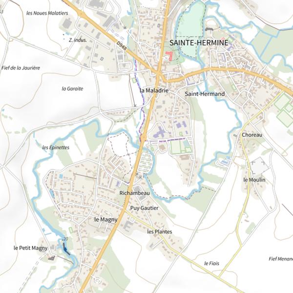 Plan cartographique de Le Pont de Richambeau, La Smagne, Ste Hermine