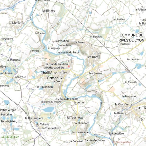 Plan cartographique de Le Pont, l'Yon, Chaillé-sous-les-Ormeaux