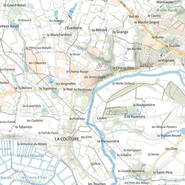 Plan cartographique de Le Pontreau Mareuil sur Lay