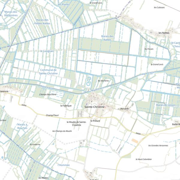 Plan cartographique de Le Port de Ste Christine, Rigole d'Aziré, Benet