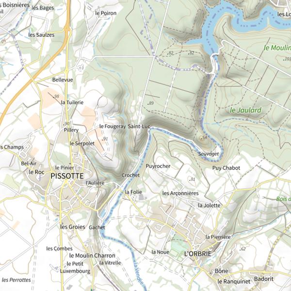 Plan cartographique de Le Pot bleu, La Vendée, Pissotte