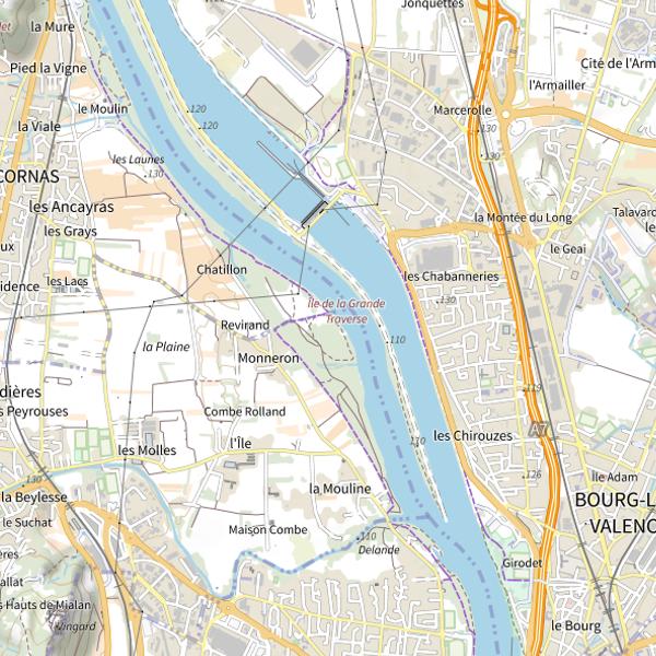 Plan cartographique de Le Rhône (Ardèche)