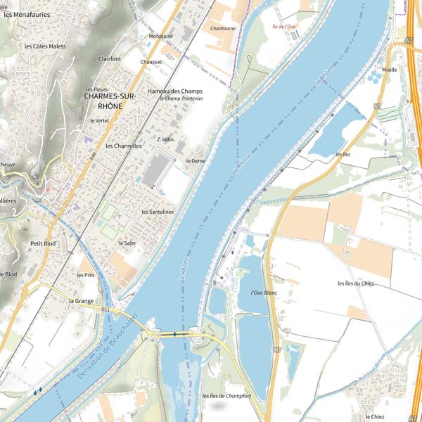 Plan cartographique de Le Rhône (Drôme)