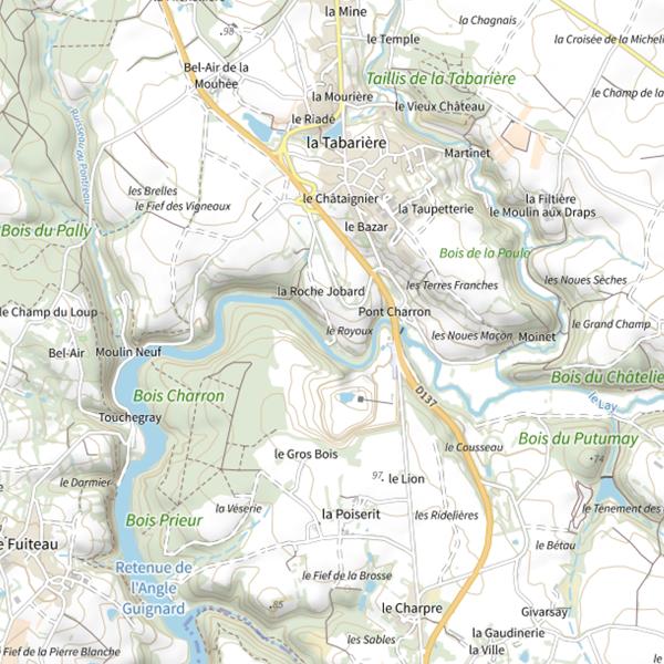 Plan cartographique de Le Royoux, Barrage de l'Angle Guignard, Chantonnay