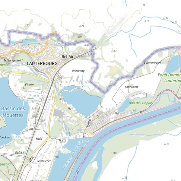 Plan cartographique de Le ruisseau du vieux Rhin